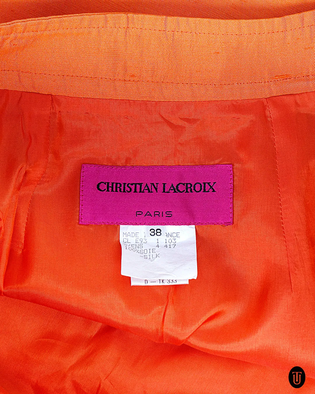 1990s Christian Lacroix Orange Pencil Skirt S