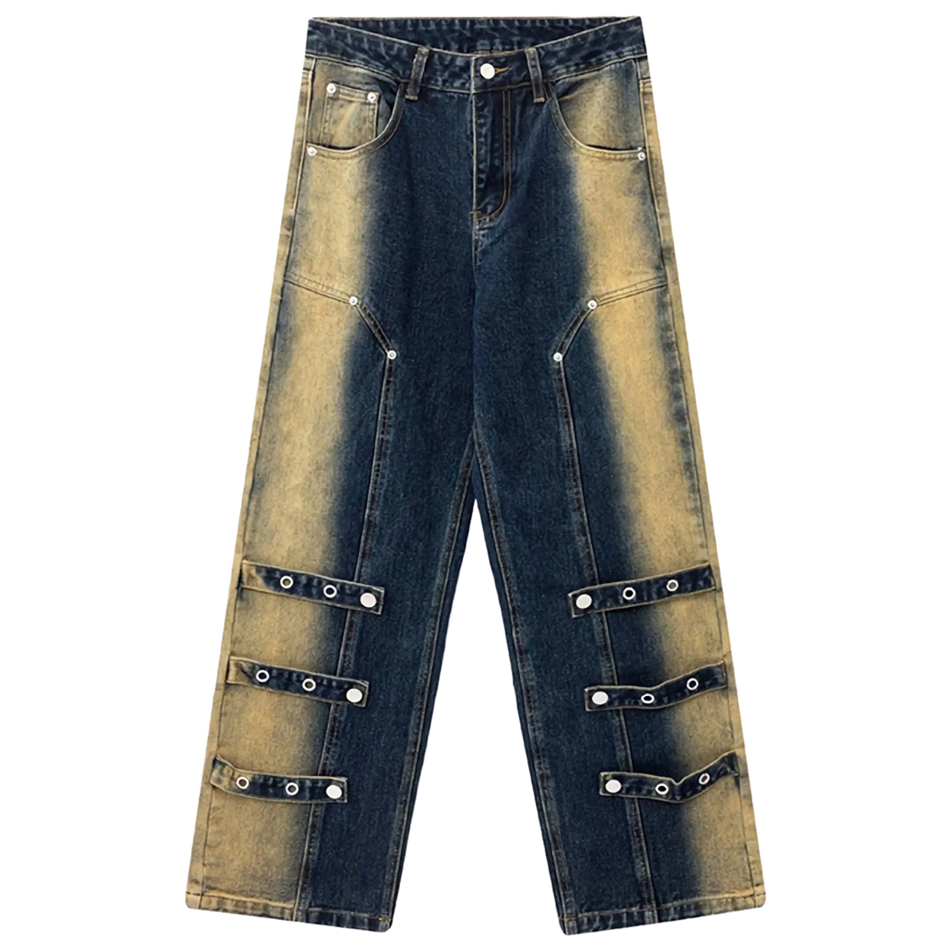 Architectural Acid Straight-Cut Denim Jeans