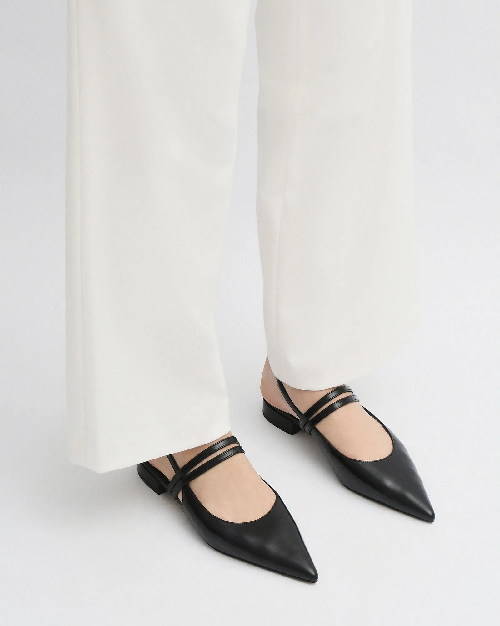 ASTRID DRESS FLATS BLACK LEATHER