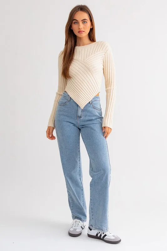 Asymmetrical Hem Sweater Top - ONLINE ONLY