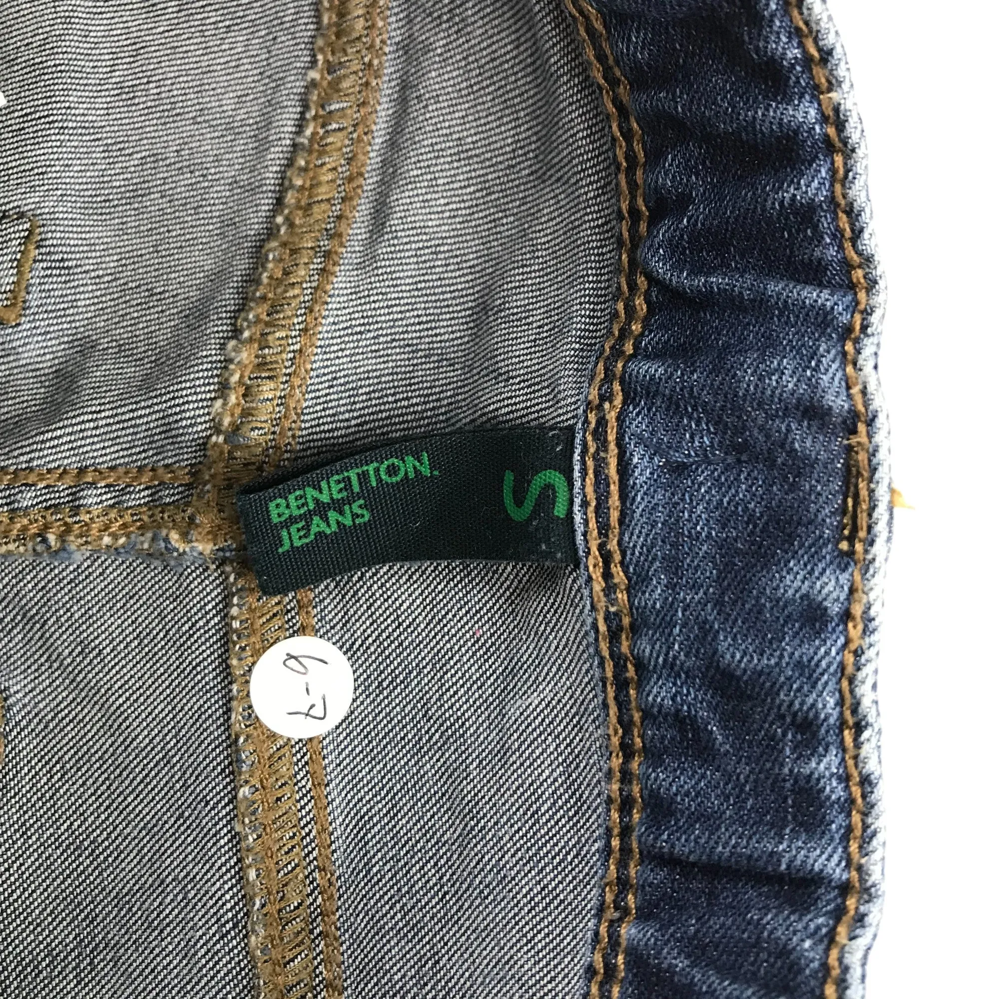 Benetton jeans 6-7 years blue stretchy slim fit stone wash effect