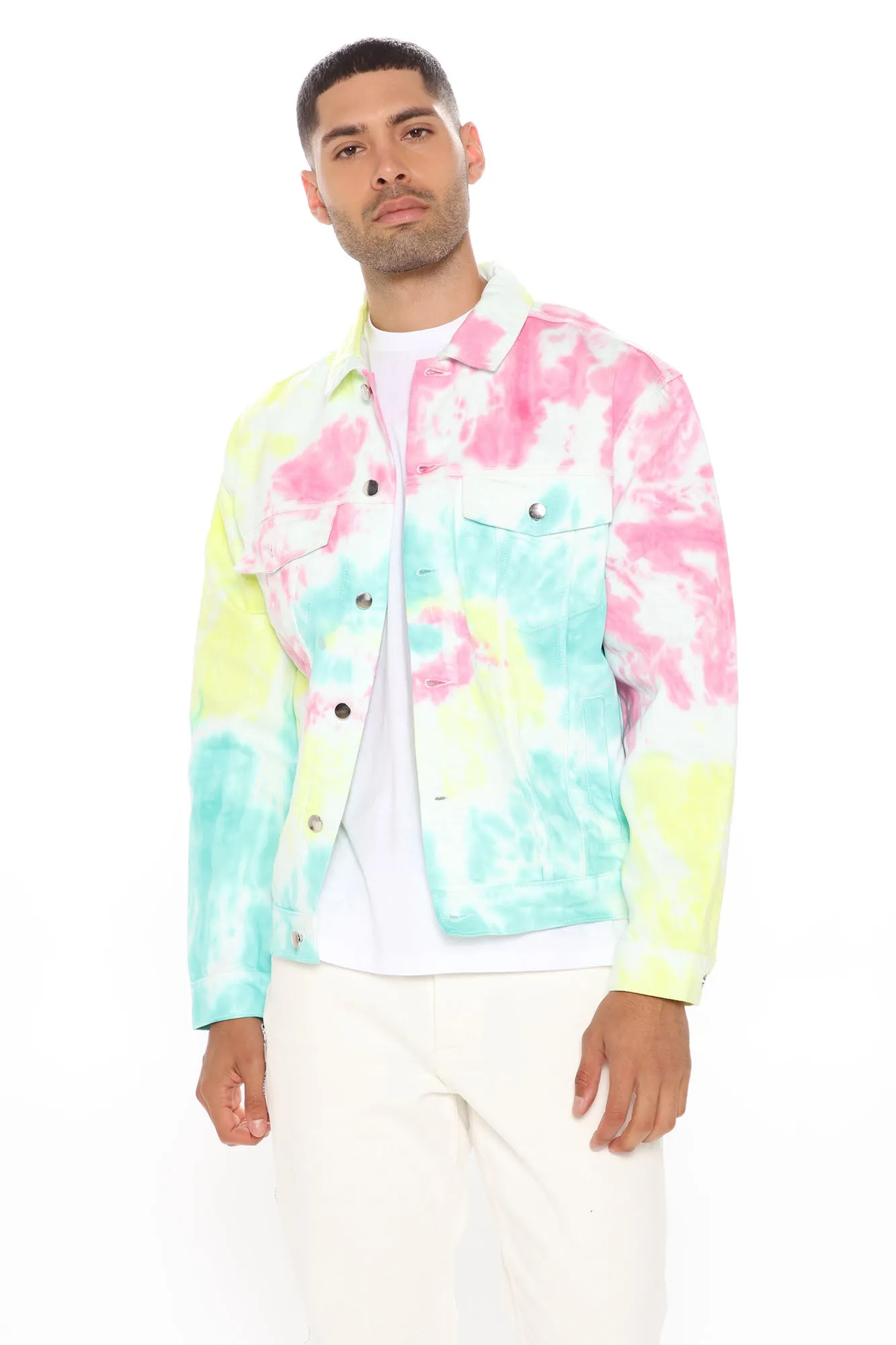 Blake Tie Dye Denim Jacket - Pink/combo