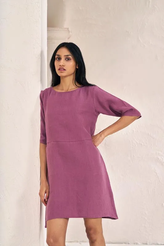 Boat Neck A-line Dress Twilight Purple