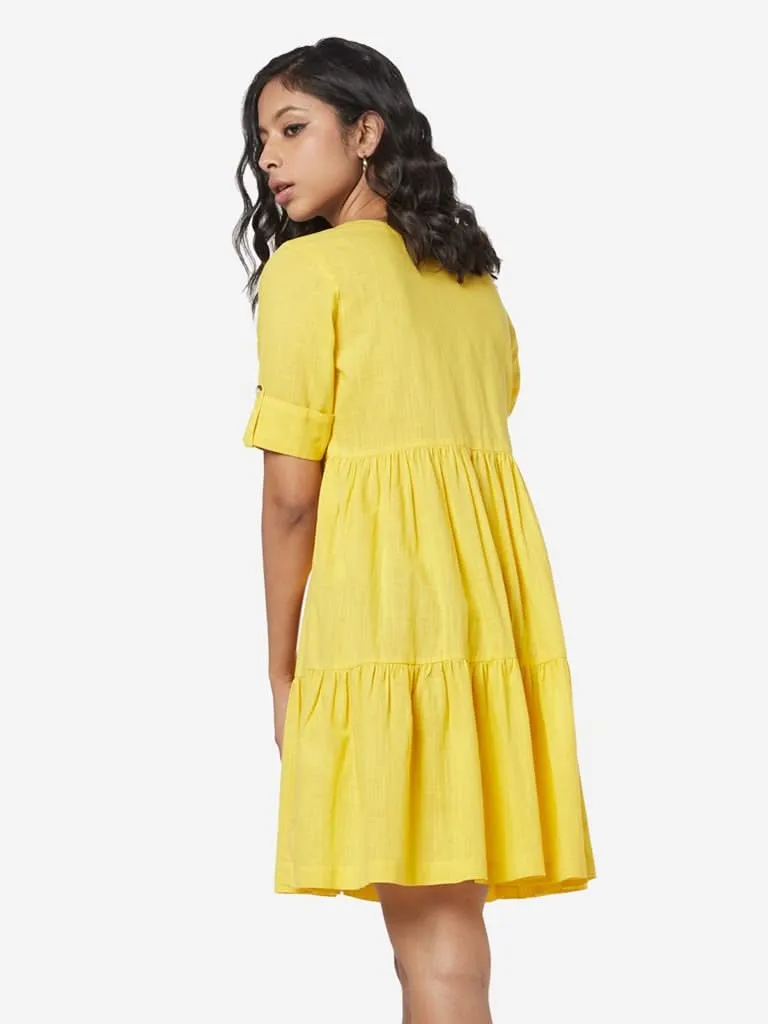 Bombay Paisley Yellow Embroidered Tiered Dress