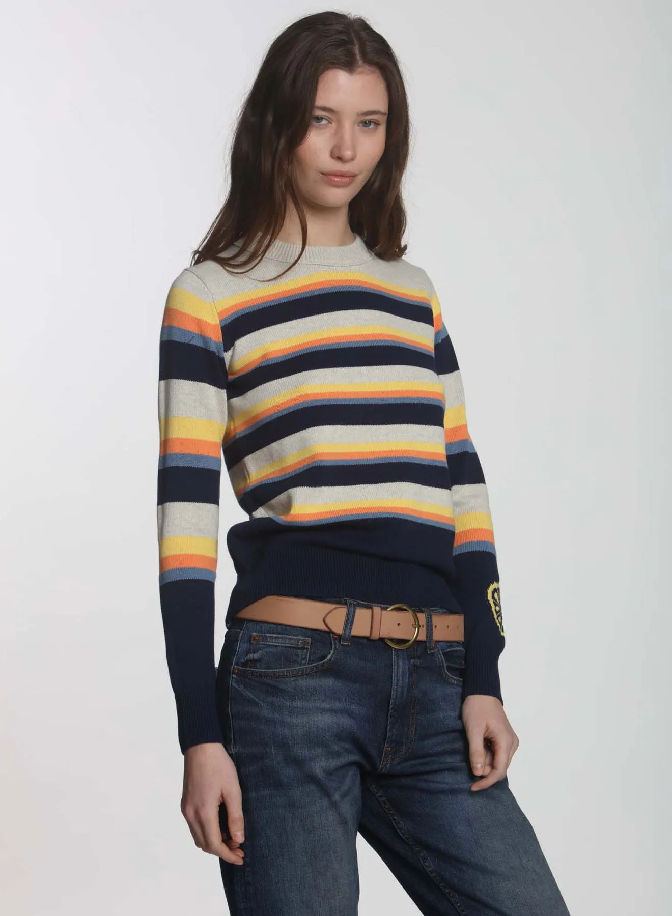 Brady Stripe Crew - Stone