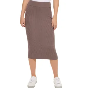 CALVIN KLEIN - Ribbed Knit MIDI Skirt