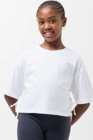 Crop Boxy Side Tie Short Sleeve T-Shirt White