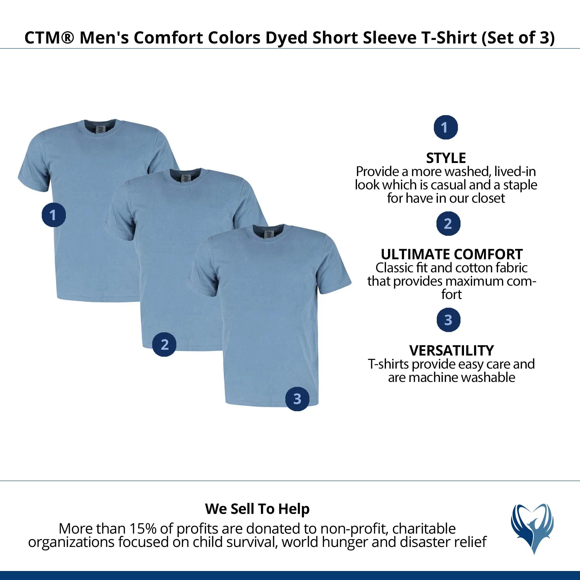 CTM® Men's Comfort Colors Dyed Short Sleeve T-Shirt (Set of 3)