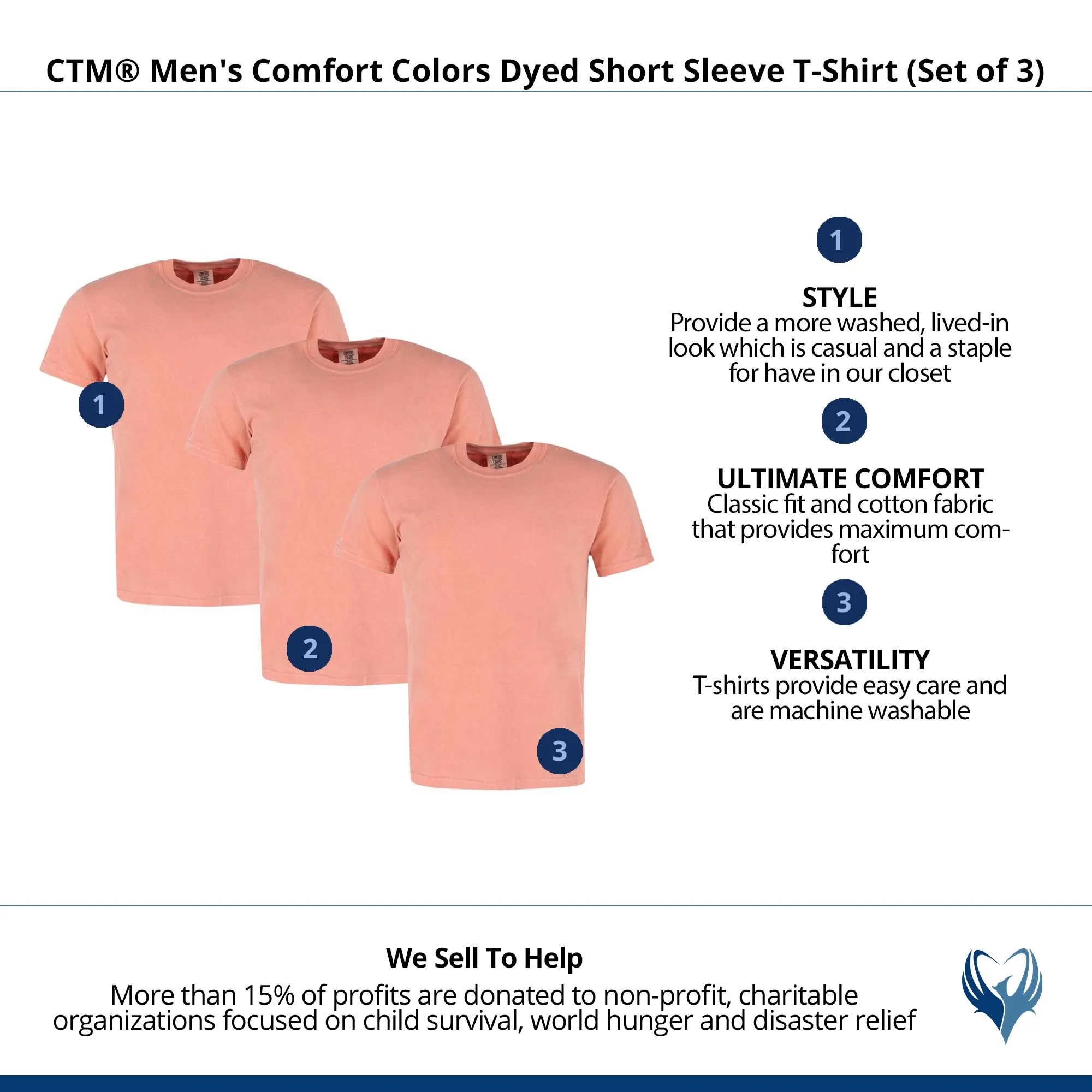 CTM® Men's Comfort Colors Dyed Short Sleeve T-Shirt (Set of 3)