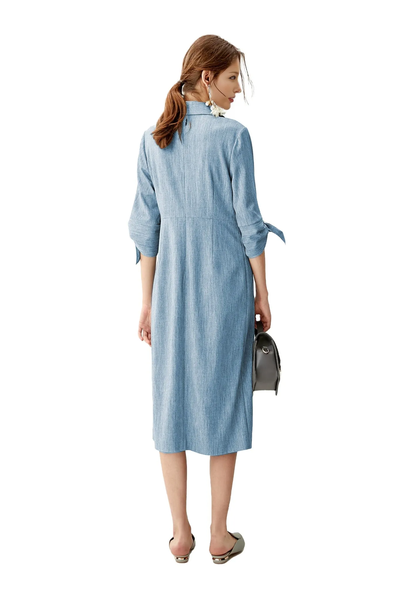 Denim-colored Linen Dress