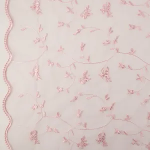 Embroidered Mesh - CHERIE - Leafs - Pink