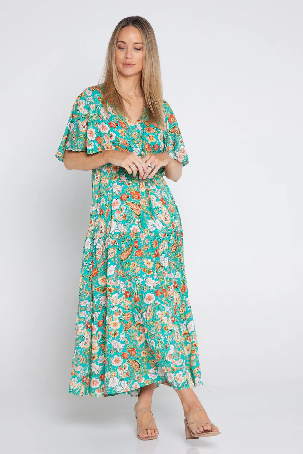 Evelyn Dress - Mint Citrus/Paisley