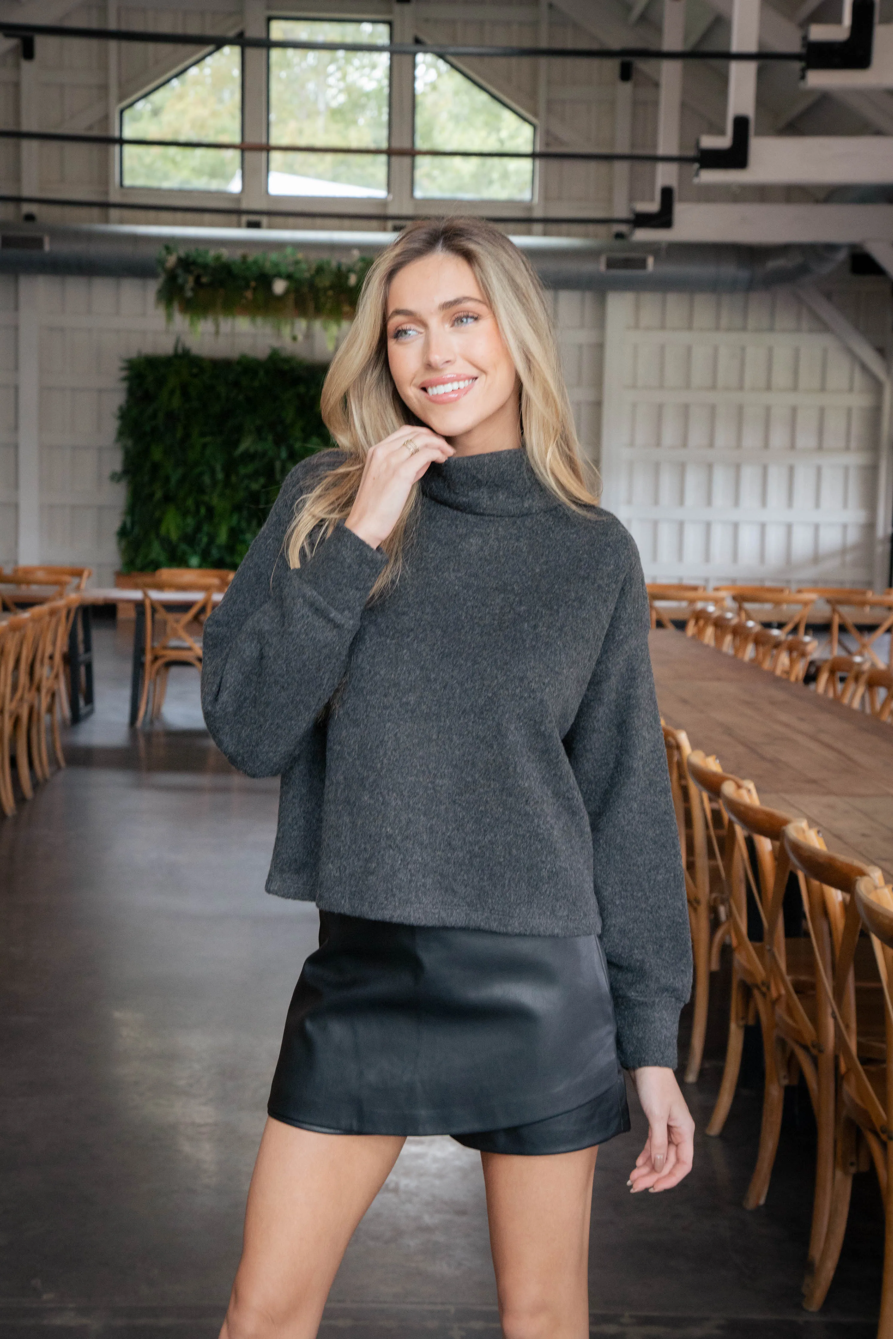 Everyday Cozy Popover Sweater, Charcoal | Sanctuary