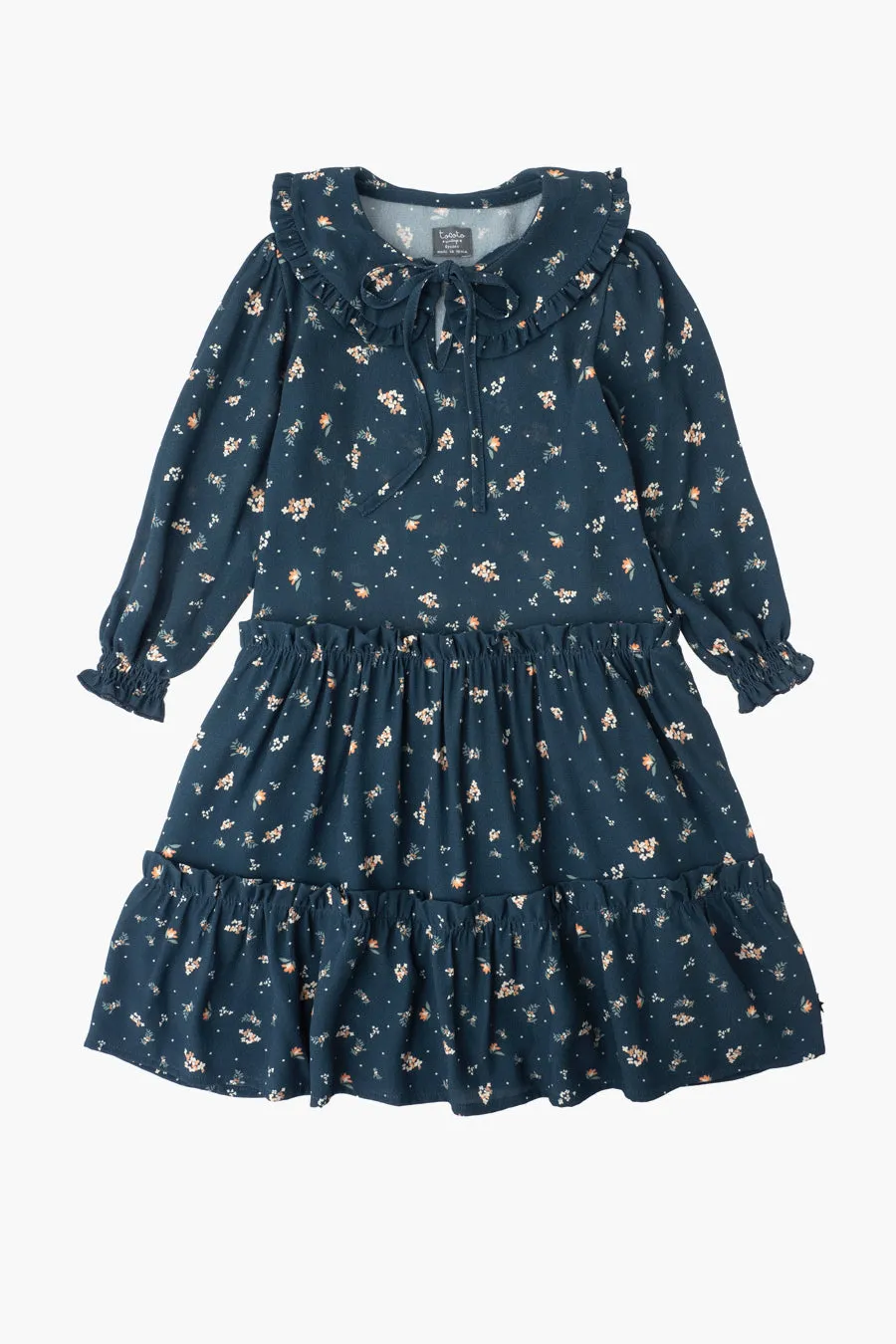 Girls Dress Tocoto Vintage Midi Long Flower Print