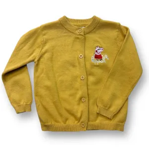 Girls Size 24 Months Mustard Yellow Peppa Pig Knit Cardigan