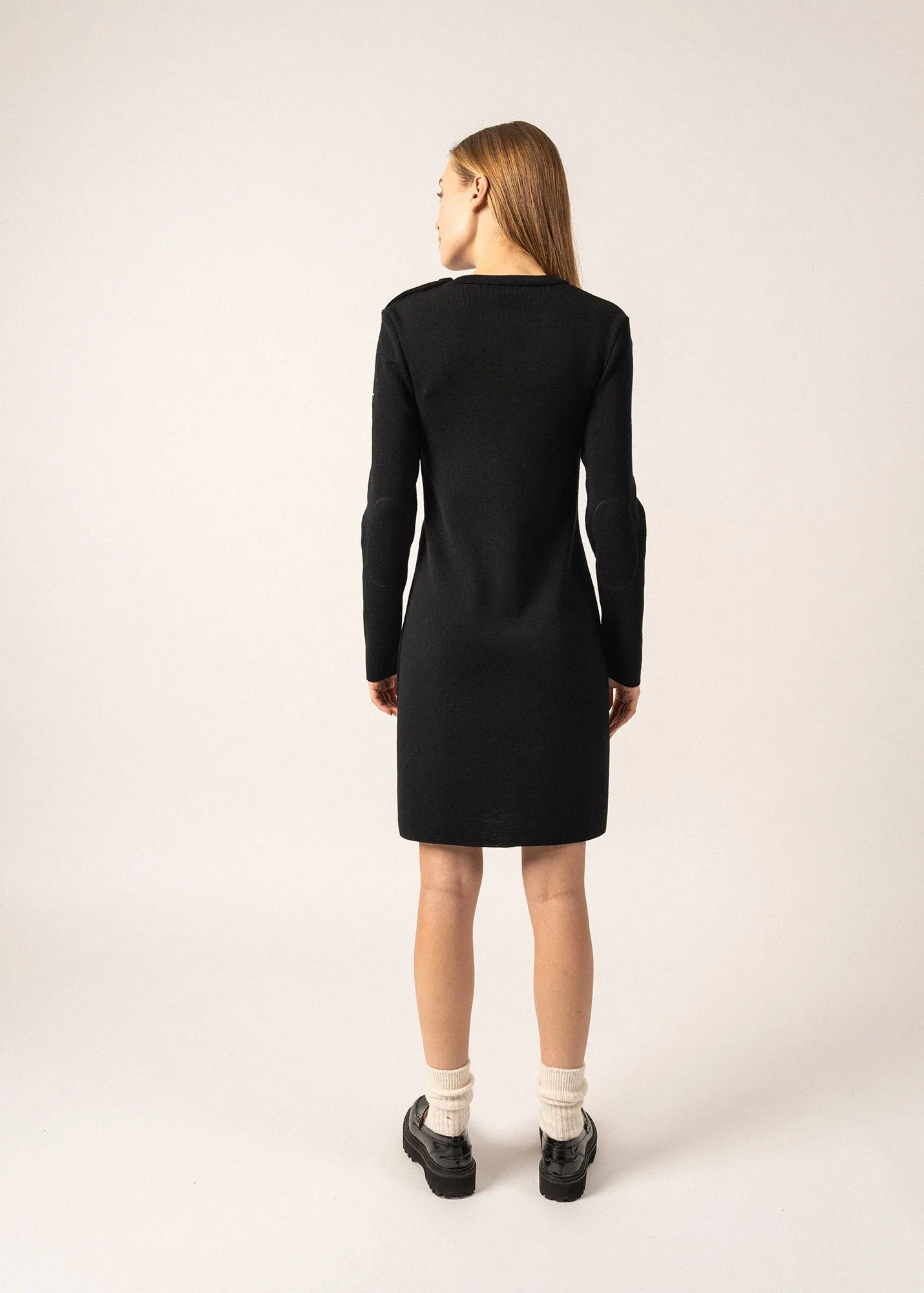 Grande Marée jumper dress - plain, in wool (NOIR)