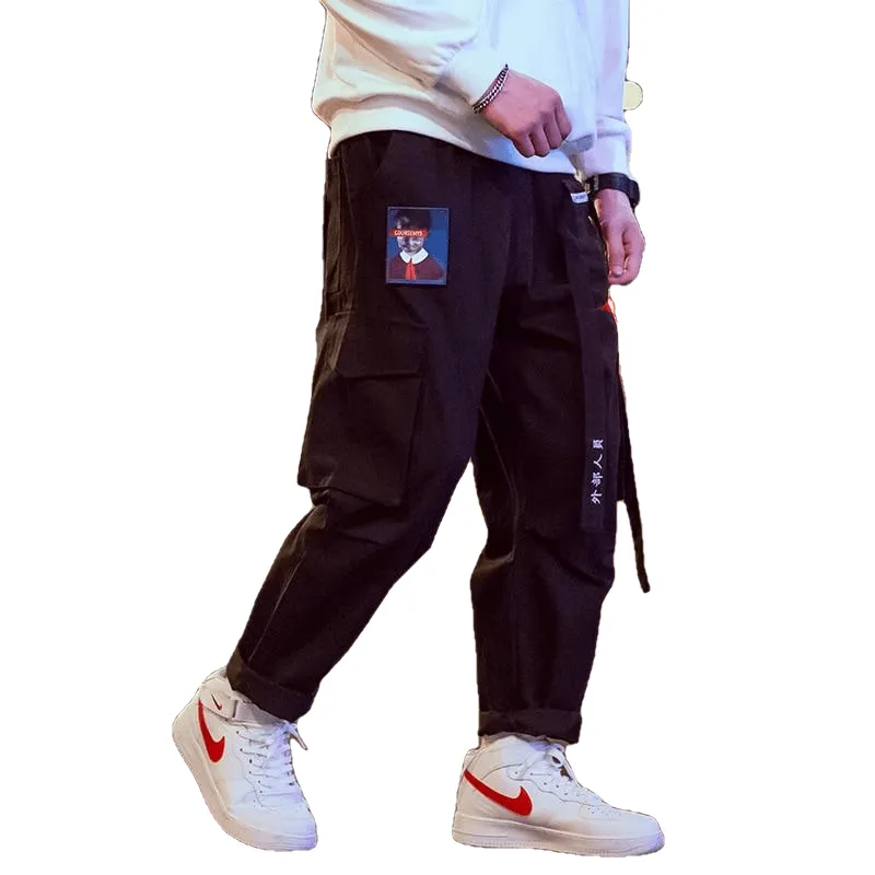 Hip Hop Sweat Pants Embroidery Japanese Style Trousers Sweatpants Streetwear Men Joggers Track Casual Cargo