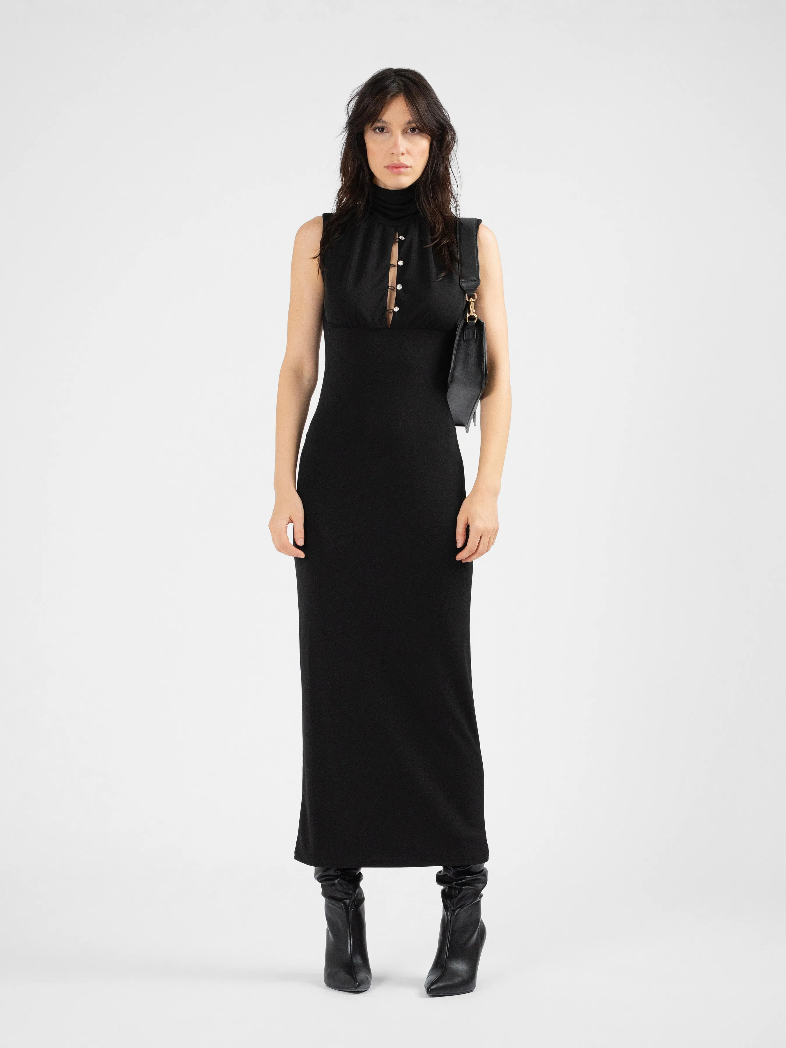 IANNA turtle neck jersey maxi dress