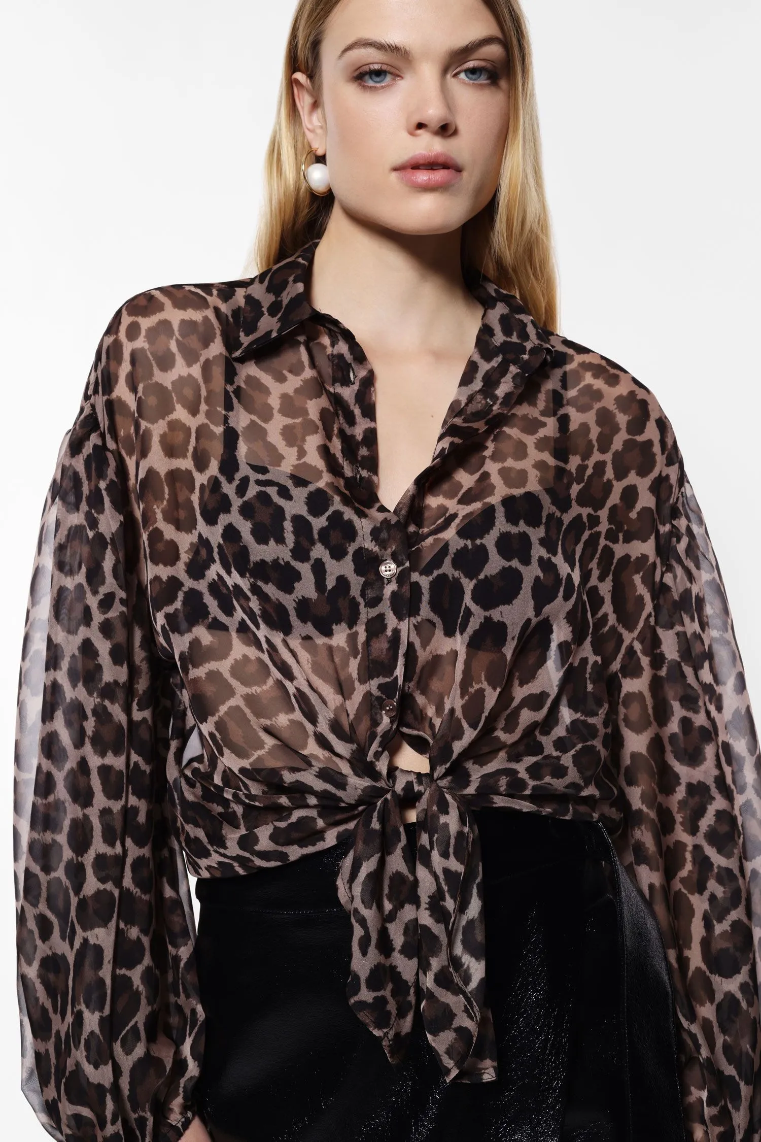 Leopard Print Shirt with Knot