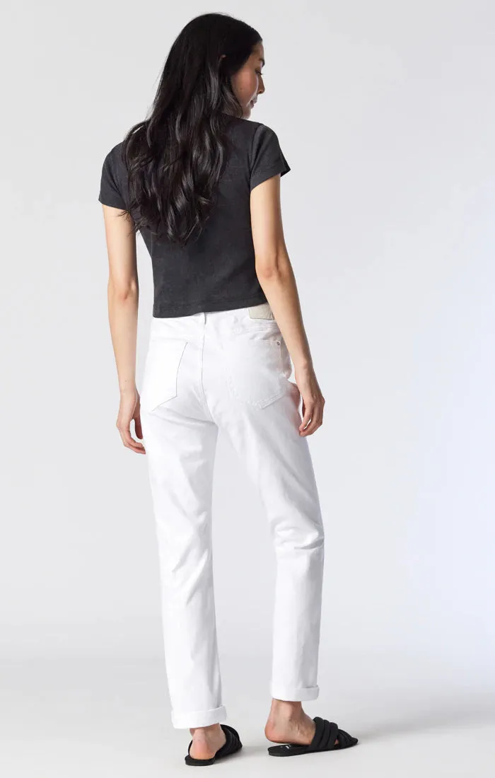 Mavi Kathleen High Rise Boyfriend Jean White STR