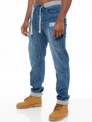 Mens Cuffed Fit Denim Jeans | Enzo Designer Menswear