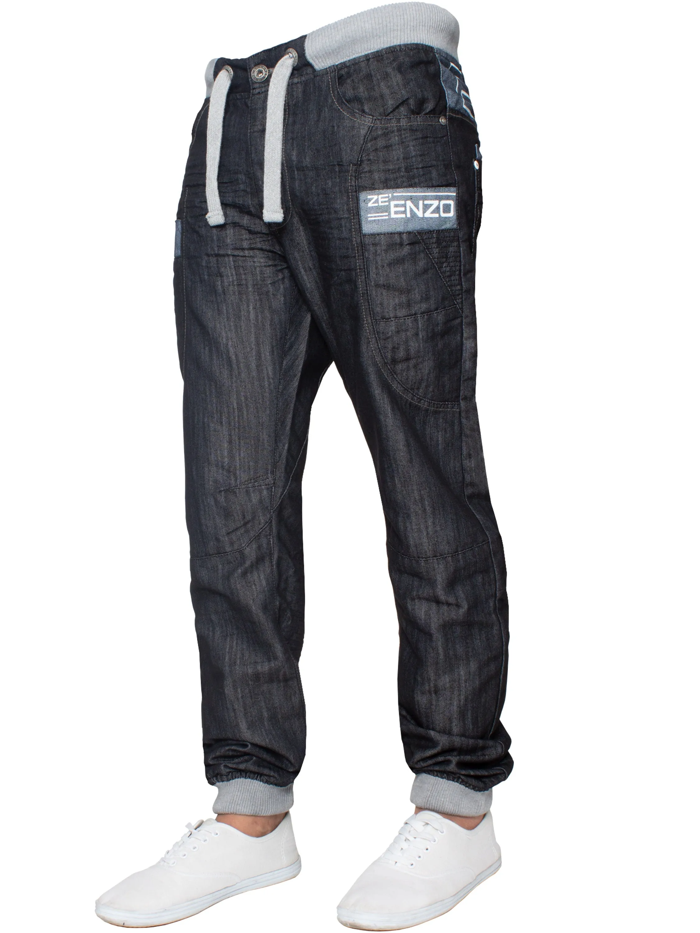 Mens Cuffed Fit Denim Jeans | Enzo Designer Menswear