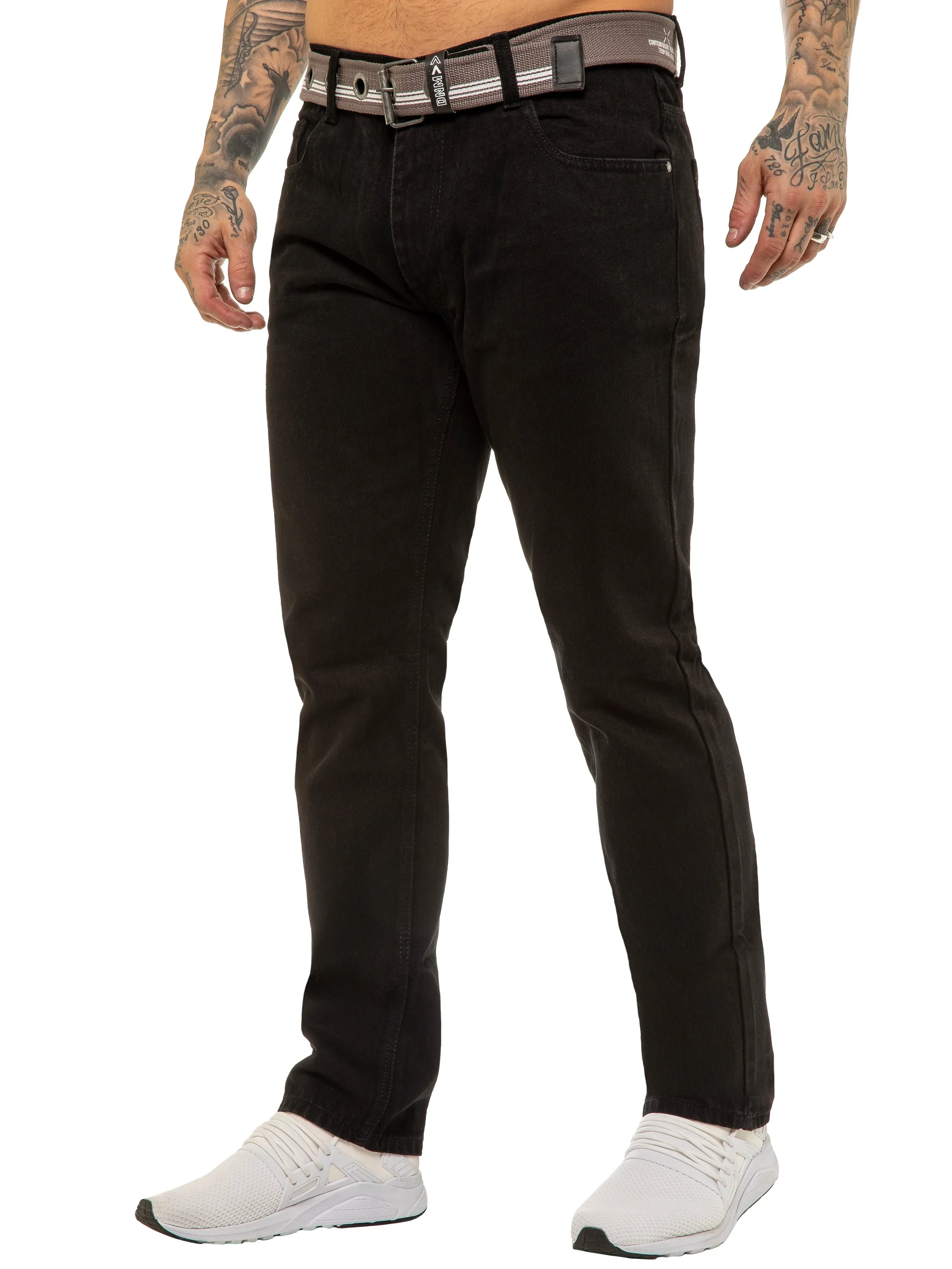 Mens Designer Regular Tapered Fit Denim Jeans | Enzo Designer Menswear