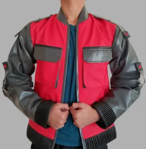 Mens Red & Black Future Designer Trendy Leather Jacket