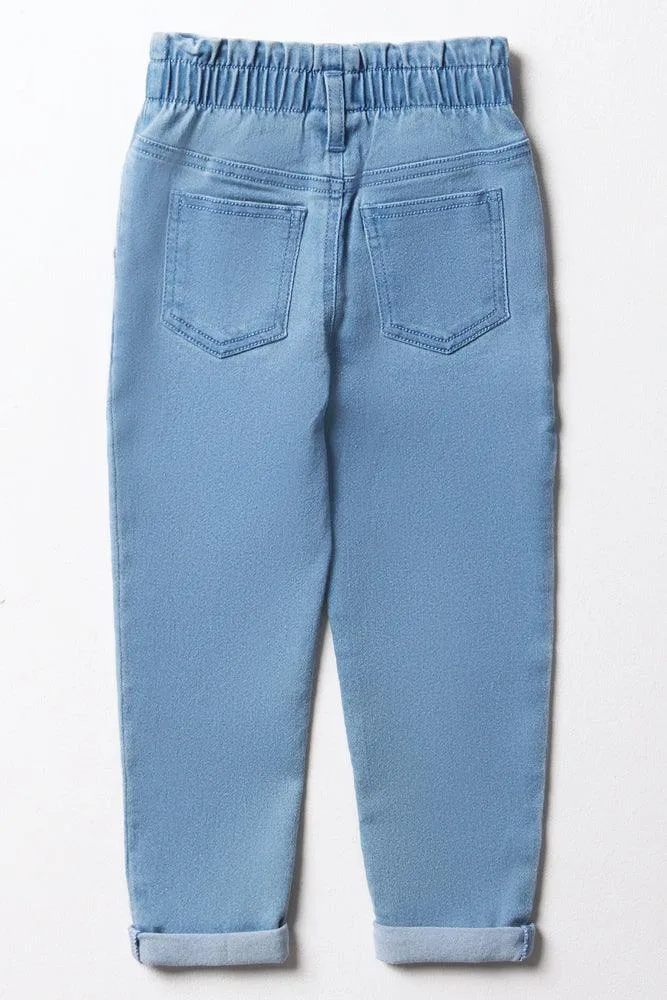 Mini Mom Paperbag Denim Jeans Light Blue