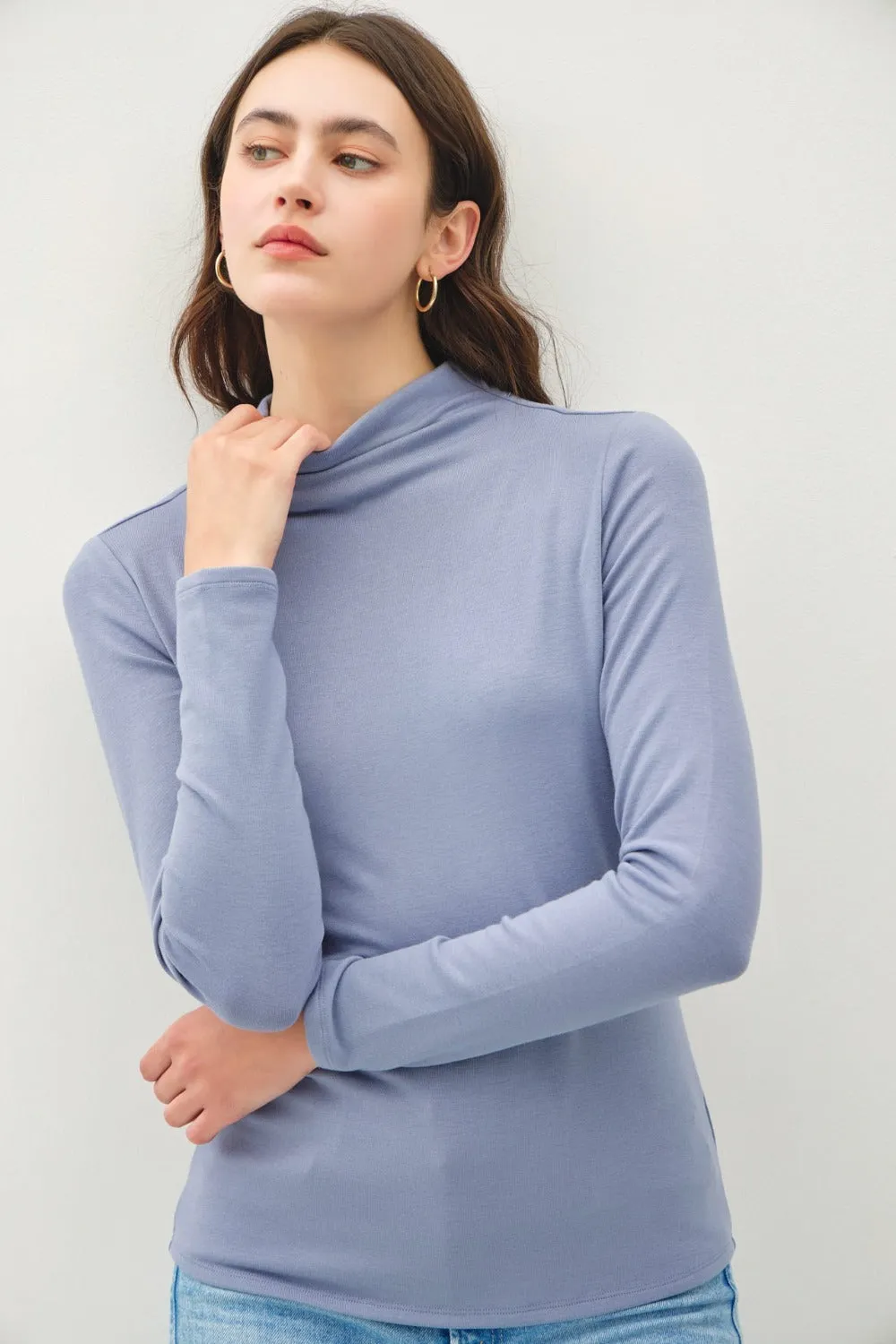 Mock Neck Long Sleeve T-Shirt