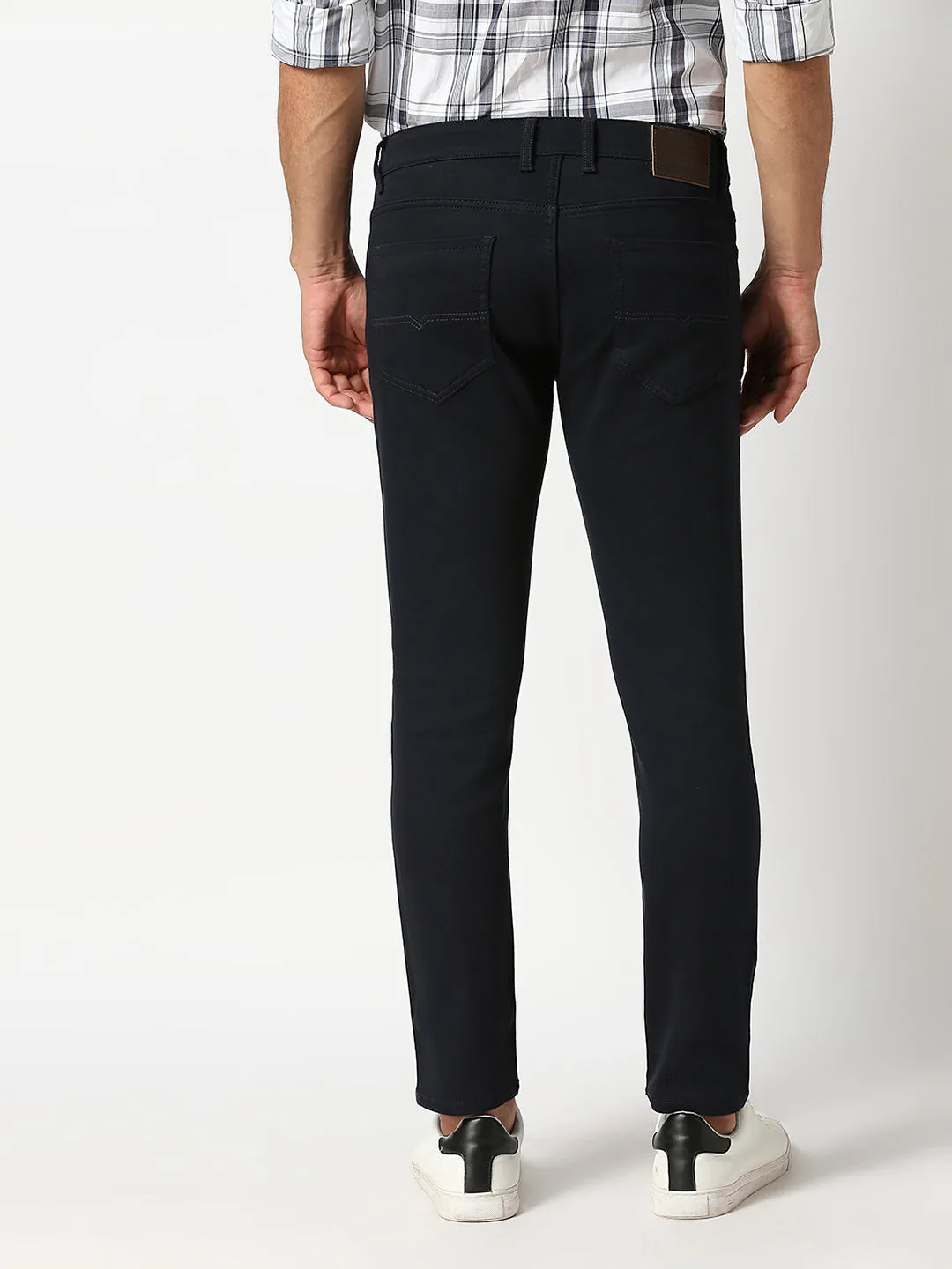 Navy Slim Tapered Cotton Stretch Jeans