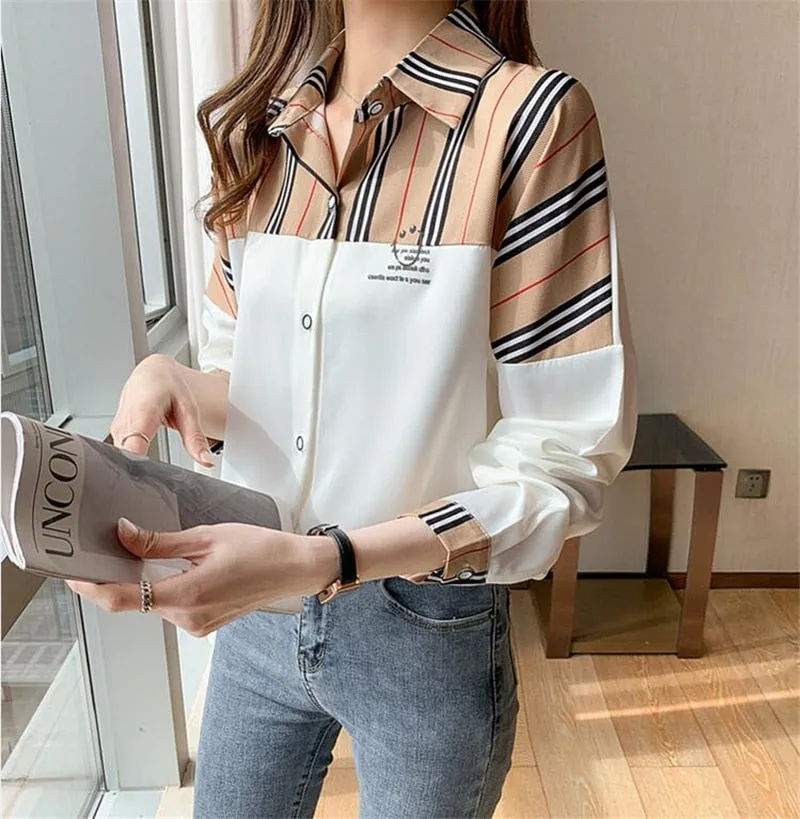 Office Lady Blouses Femme Fashion Long Sleeved Leopard Print Blusas y camisas Shirts For Women Elegant Spring Summer Tops