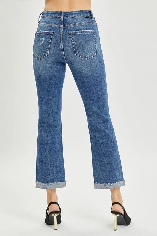 Risen High Rise Crop Button Fly Jeans