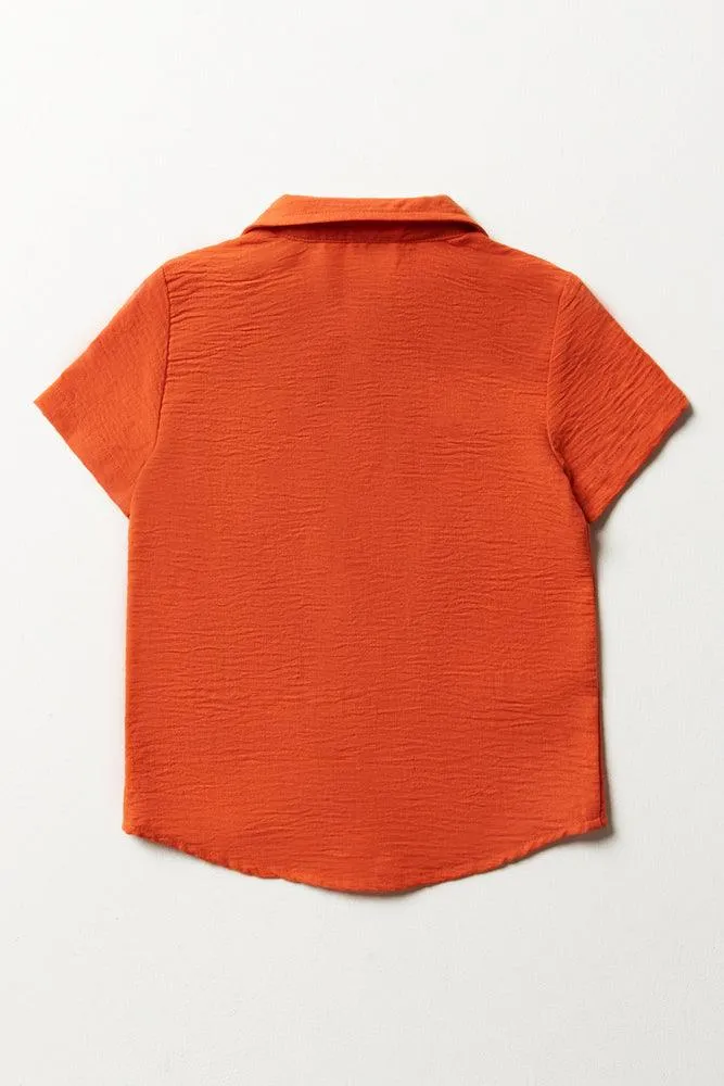 Short Sleeve Resort Shirt Orange