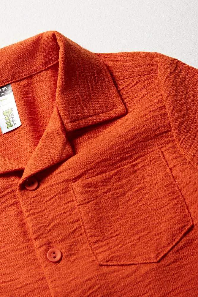 Short Sleeve Resort Shirt Orange