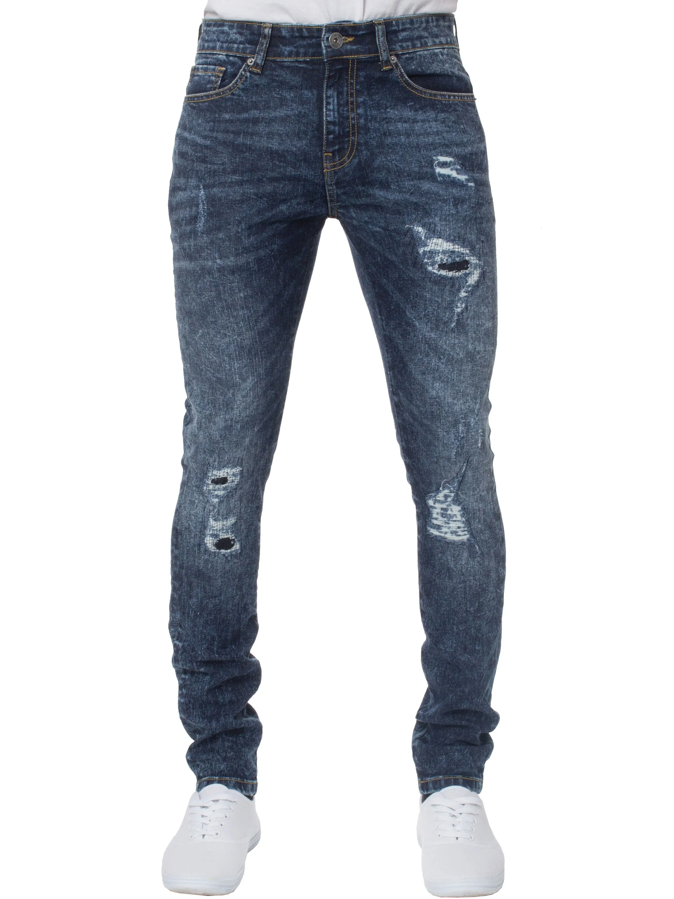 Super Skinny Stretch Rip & Repair Slim Jeans | Enzo Designer Menswear