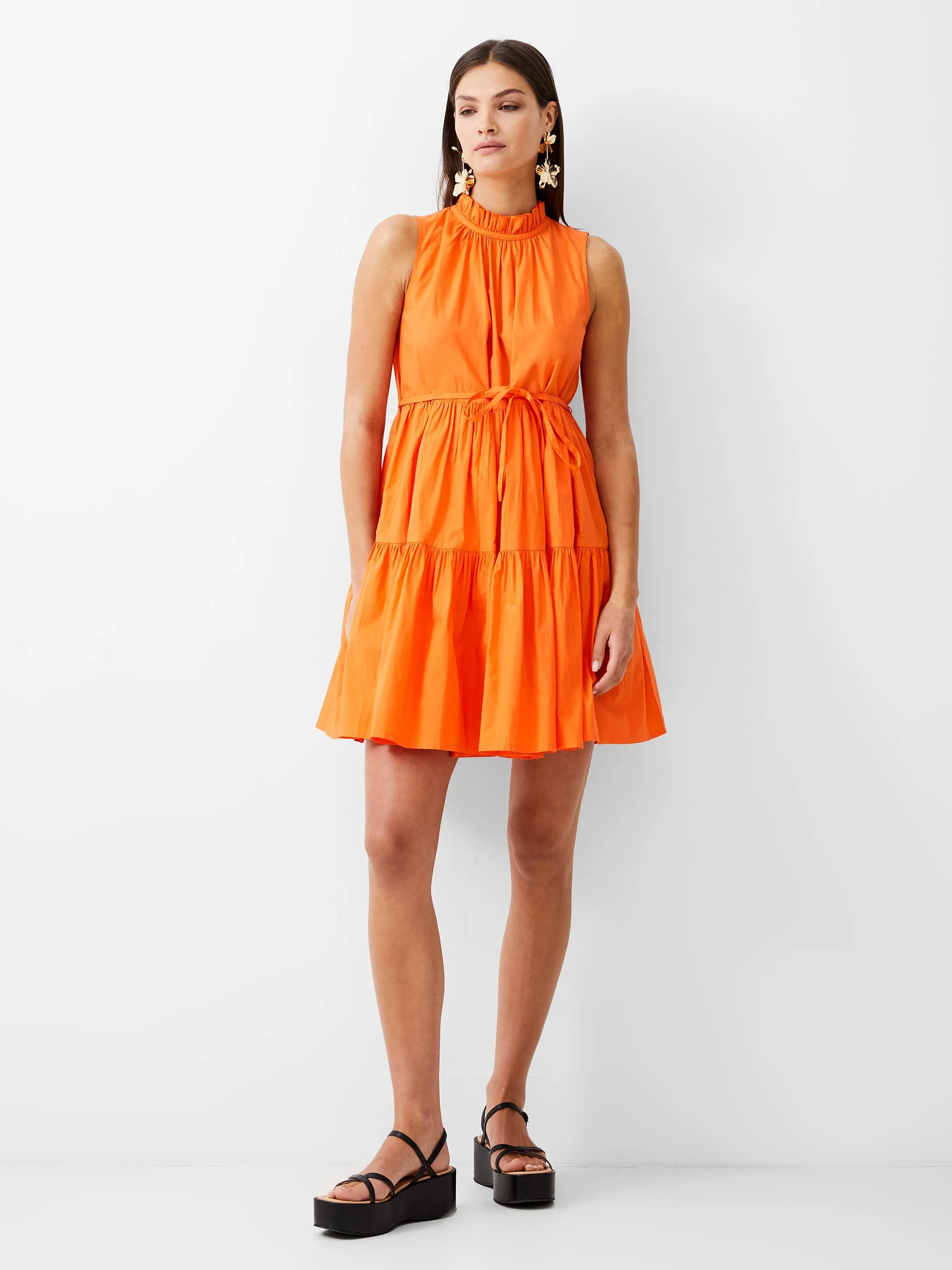 Tiered Poplin Mini Dress