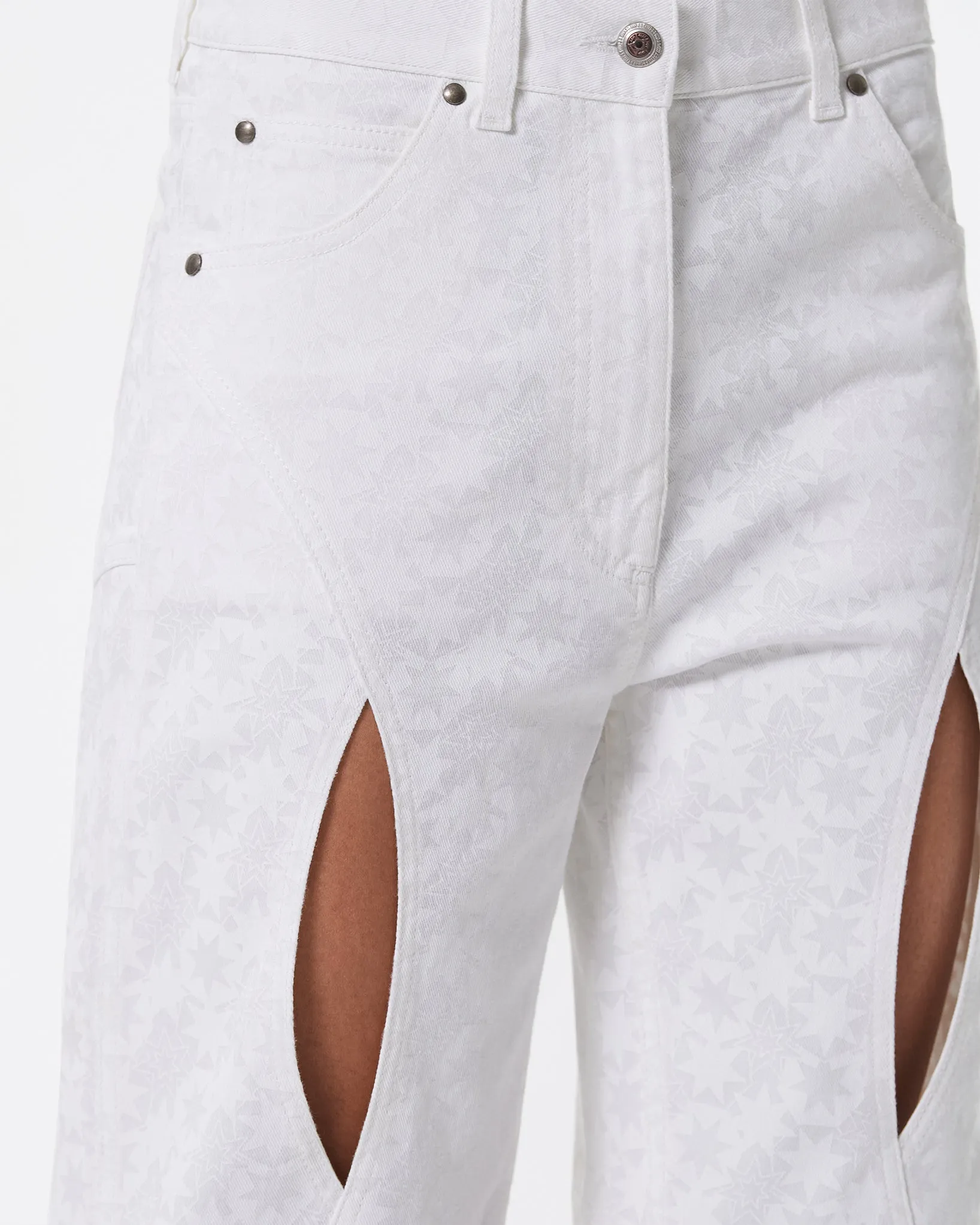 WHITE REGULAR FIT DENIM PANTS